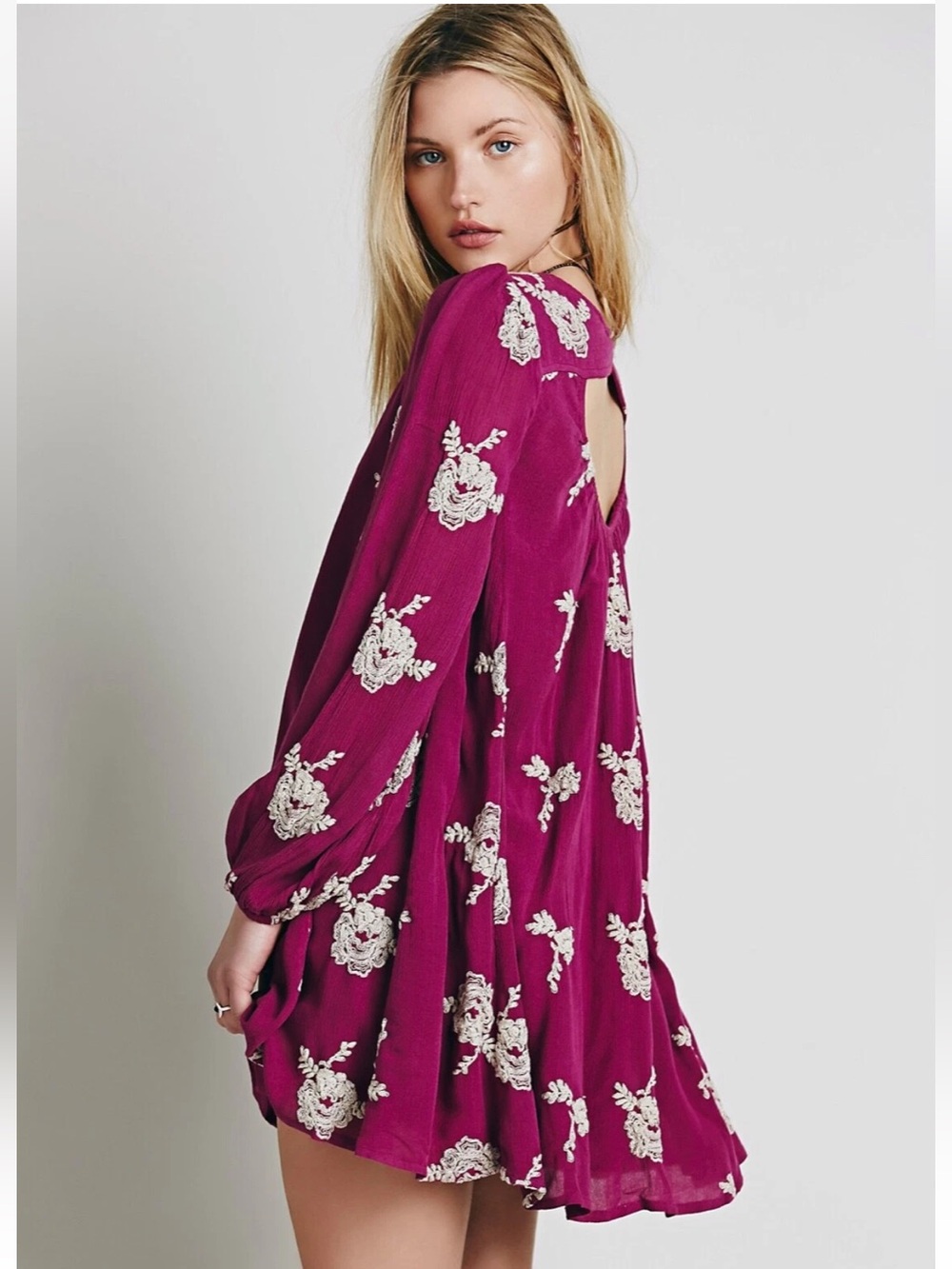 FREE PEOPLE AUSTIN EMMA EMBROIDERED BOHO MINI DRESS SIZE MED